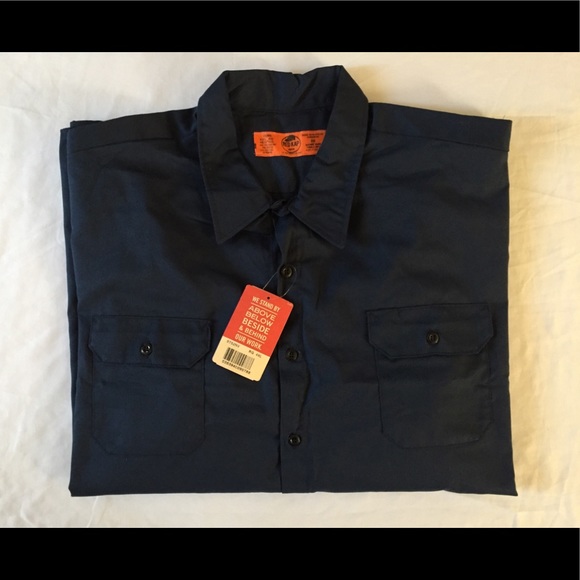 Redkap Men’s Navy Button Long Sleeve - Picture 1 of 7